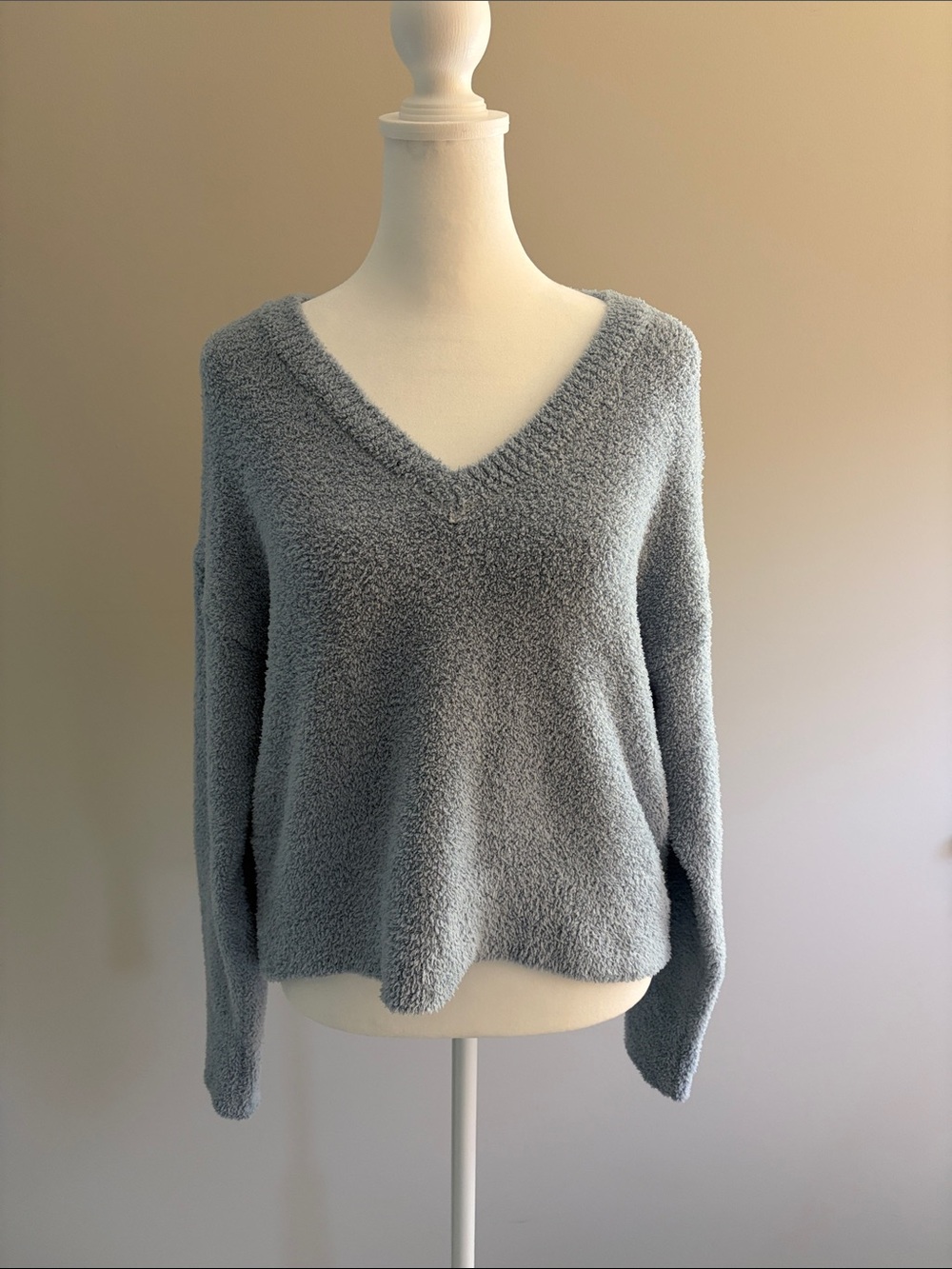 stars above Plush V-Neck Lounge Sweater - Light Blue
